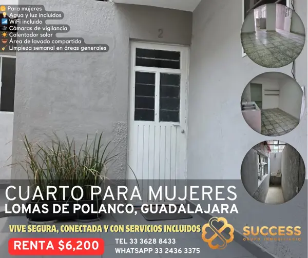 Cuartos en Renta para Mujeres – Lomas de Polanco, Guadalajara