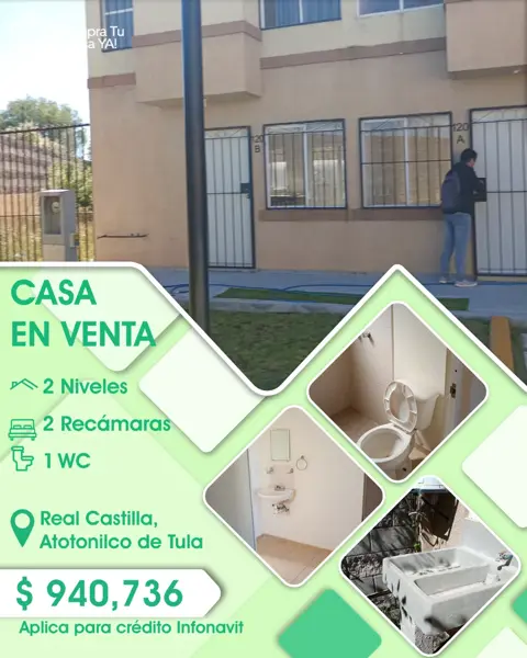VENTA DE CASA EN REAL CASTILLA VINTE  ATOTONILCO
