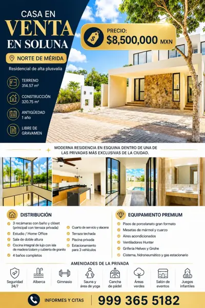 Residencia Premium en Venta en Soluna | Privada con Amenidades en Mérida