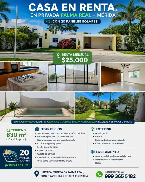 Renta privada Palma Real, zona tranquila y de alta plusvalía