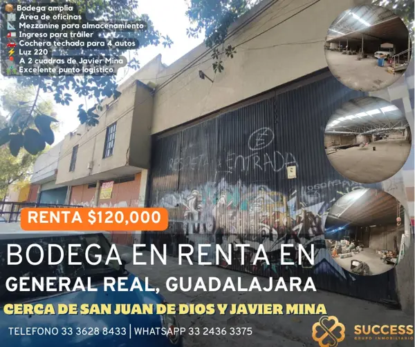 Bodega en Renta – Col. General Real, Guadalajara