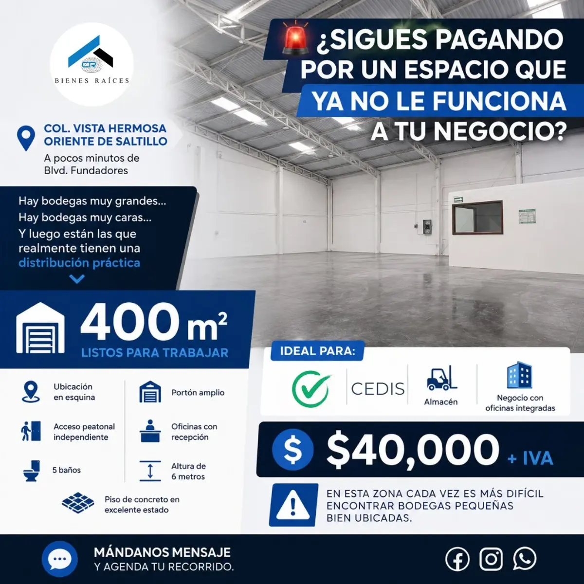 Bodega en renta en Vista Hermosa, Saltillo — foto 1 de 9
