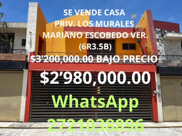 VENDE $2’980,000.00
CASA PRIVADA LOS MURALES MARIANO ESCOBEDO VERACRUZ
(6R3.5B) VENDE $2’980,000.00
CASA PRIVADA LOS MURALES MARIANO ESCOBEDO VERACRUZ
(6R3.5B)