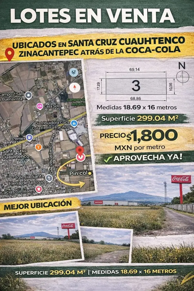 Terreno en venta en Santa Cruz Cuauhtenco, Zinacantepec