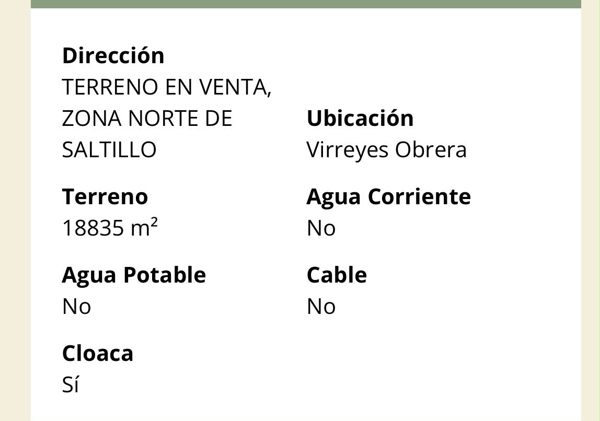 Terreno en venta en Virreyes Obrera, Saltillo — foto 2 de 4