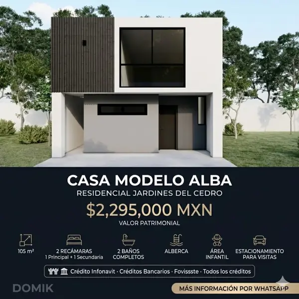 EN VENTA - Casa modelo Alba en Residencial Jardines del Cedro - $2,295,000 MXN