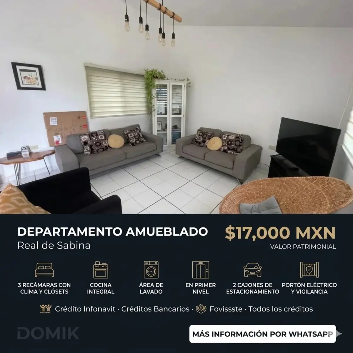 EN RENTA - Departamento amueblado en Real de Sabina - $17,000 MXN EN RENTA - Departamento amueblado en Real de Sabina - $17,000 MXN