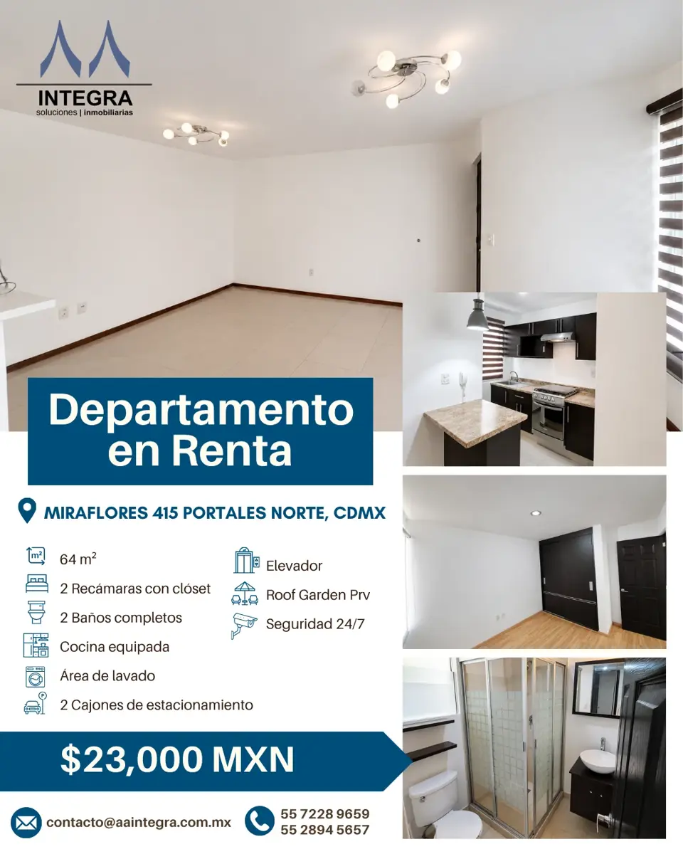 Departamento en renta en Portales Norte, Benito Juárez — foto 1 de 13