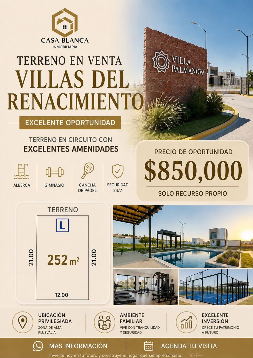 Terreno en Venta en Villas del Renacimiento, Torreón, Coahuila de Zaragoza Terreno en Venta en Villas del Renacimiento, Torreón, Coahuila de Zaragoza