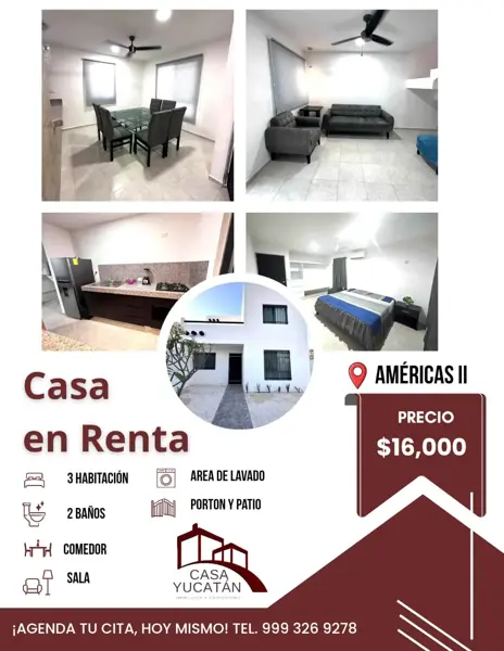 Casa en renta en Las Américas, Mérida, Yucatán