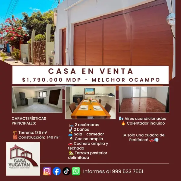 Casa en Melchor Ocampo, Mérida, Yucatán