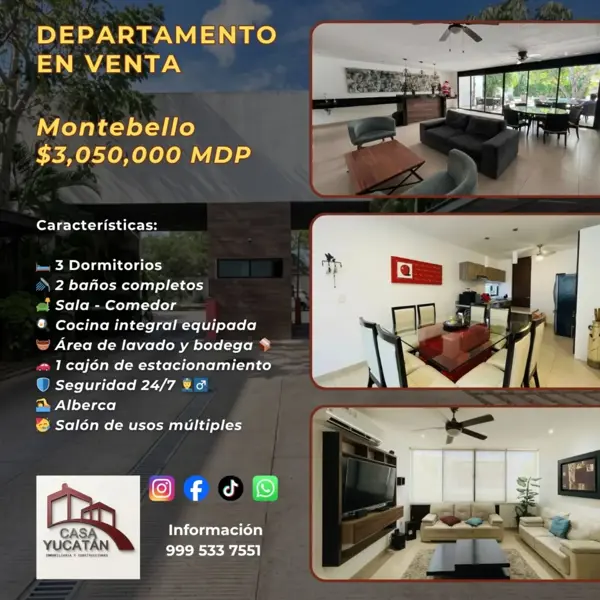 Departamento en Montebello, Mérida, Yucatán