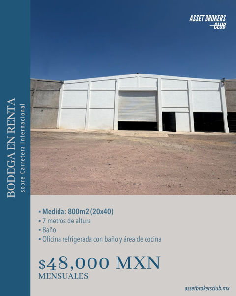 BODEGA EN RENTA SOBRE CARRETERA INTERNACIONAL