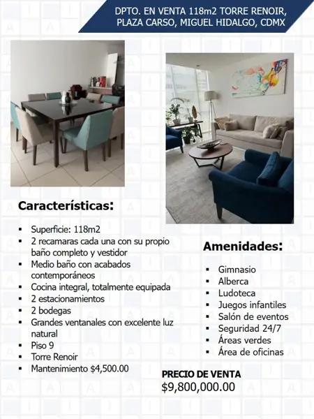 Departamento en venta en Granada, Miguel Hidalgo — foto 2 de 10