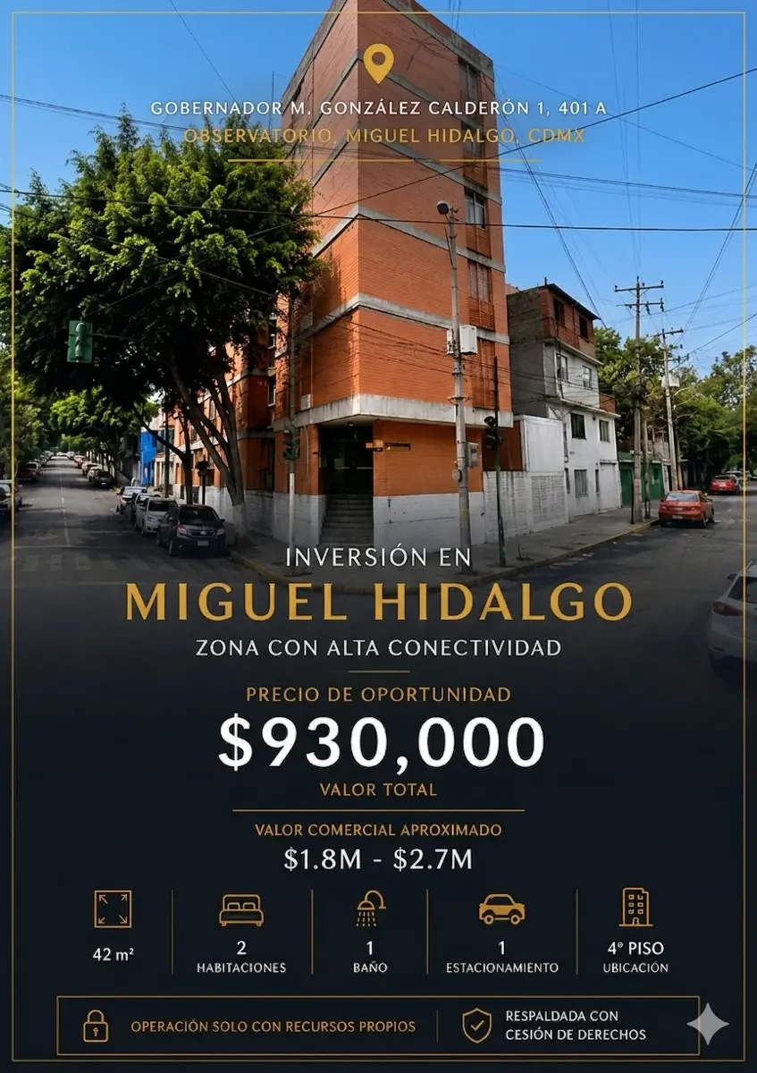 Departamento en venta en Observatorio, Miguel Hidalgo — foto 1 de 6