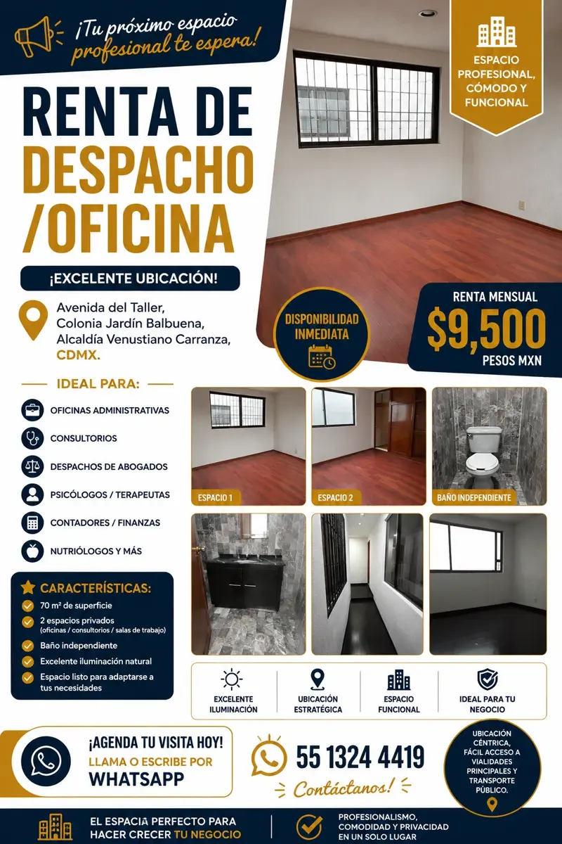 Oficina en renta en Jardin Balbuena, Venustiano Carranza — foto 1 de 12