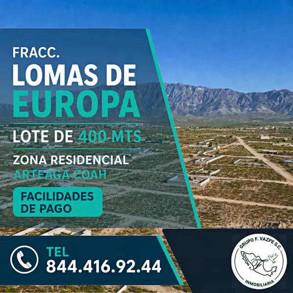 Terreno Residencial de 400 m² en Venta | Lomas de Europa, Arteaga