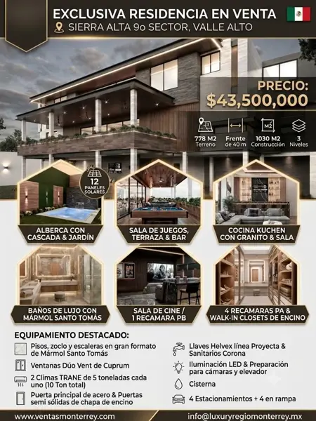 Casa de Lujo en Venta con Amenidades en Valle Alto, Monterrey