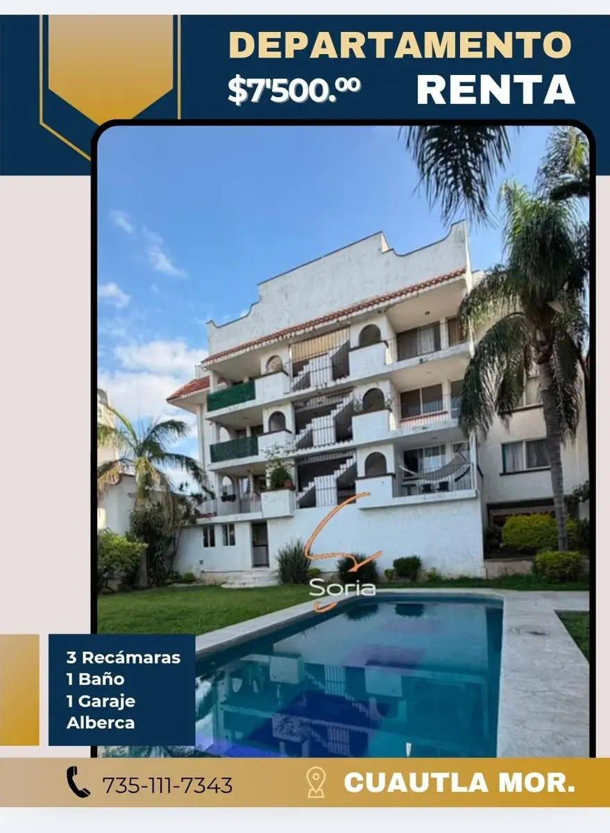 Departamento en renta en Miguel Hidalgo, Cuautla — foto 1 de 14