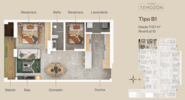 Departamento en venta en Temozon Norte, Mérida — foto 3 de 22