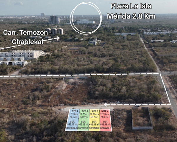 Terrenos en Venta en Temozón Norte a 500 metros de la carretera Temozón
