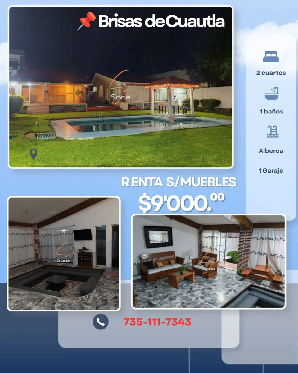 Casa en renta en Brisas de Cuautla, Cuautla — foto 1 de 13