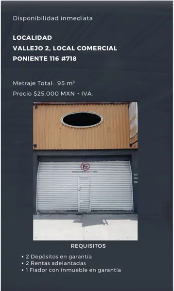 Local Comercial en Renta 95 mts. Vallejo, CDMX