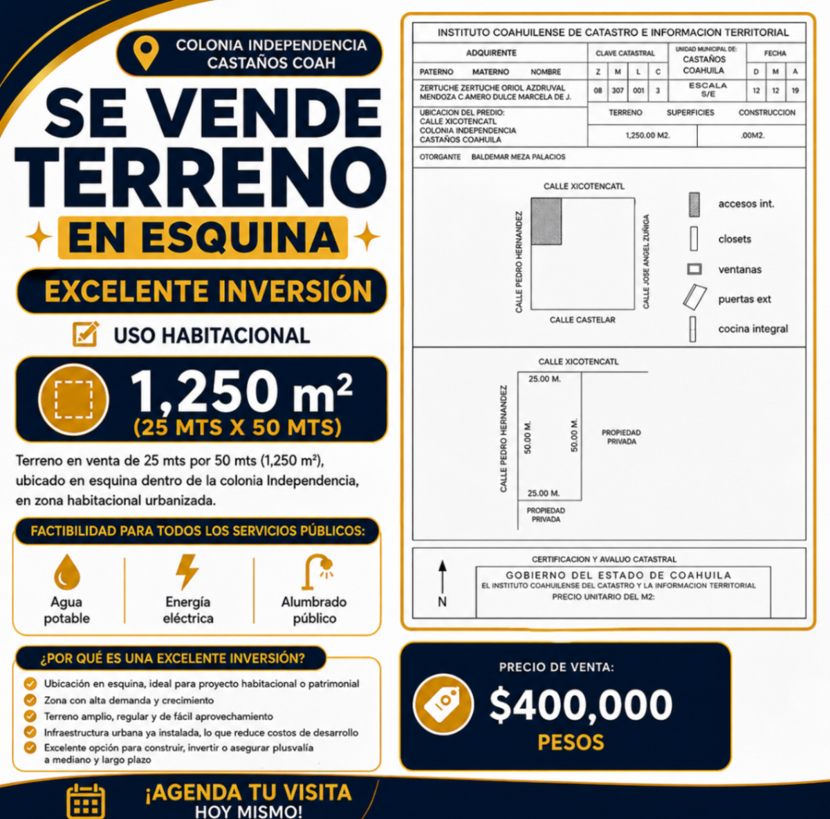 Terreno en venta en Independencia, Castaños — foto 1 de 2