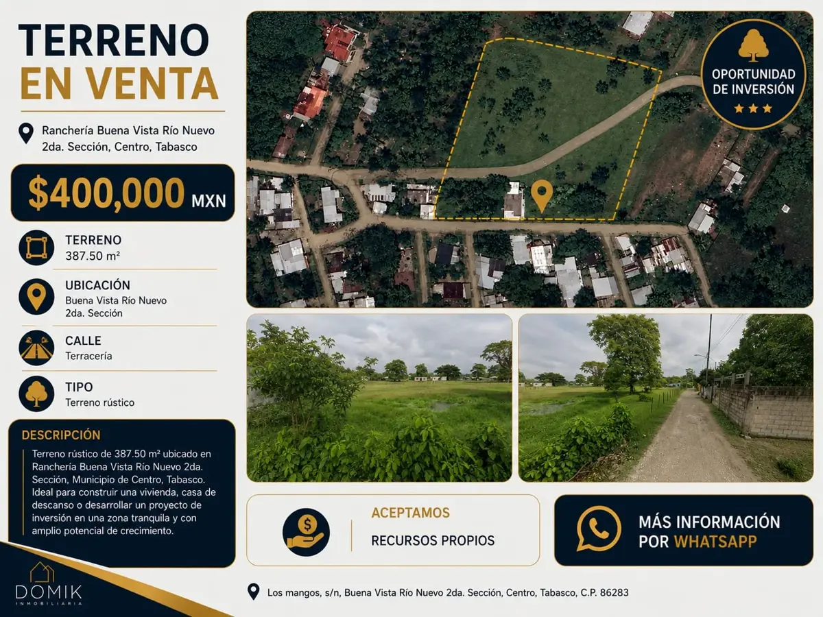 Terreno en venta en Buena Vista Río Nuevo 2da. Sección, Centro — foto 1 de 8