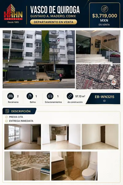 Departamento en venta en Vasco de Quiroga, Gustavo A. Madero — foto 2 de 15