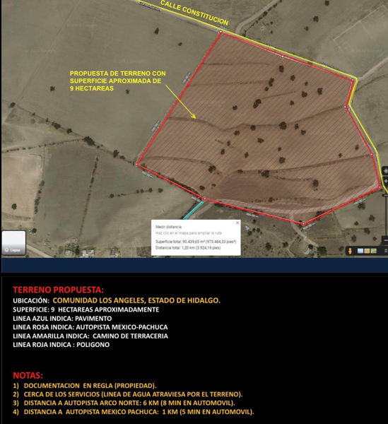 TERRENO DE 9 HECTARIAS EN VENTA CARETERA MEXICO PACHUCA