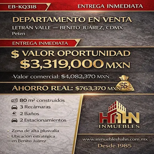 Departamento en venta en Letran Valle, Benito Juárez — foto 3 de 10