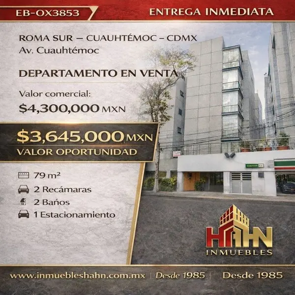 Departamento en venta en Roma Sur, Cuauhtémoc — foto 2 de 10