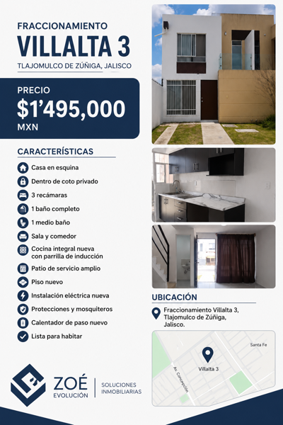 Villalta casa en esquina y coto