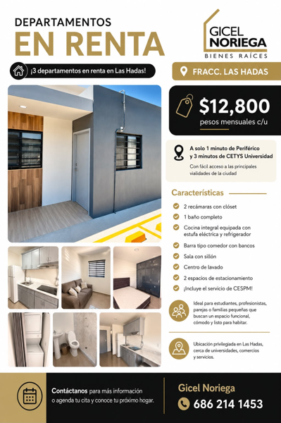 Departamento en renta en Las Hadas, Mexicali, Baja California