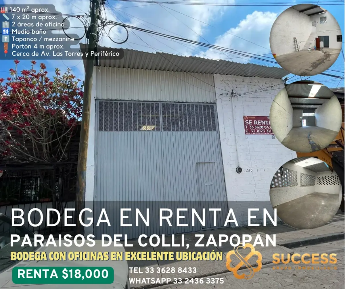 Bodega en renta en Paraisos del Colli, Zapopan — foto 1 de 11