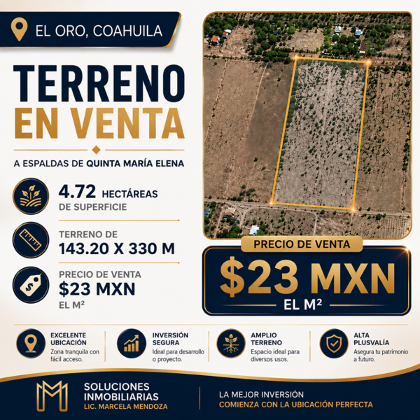 TERRENO EN VENTA EN EL ORO, COAHUILA
