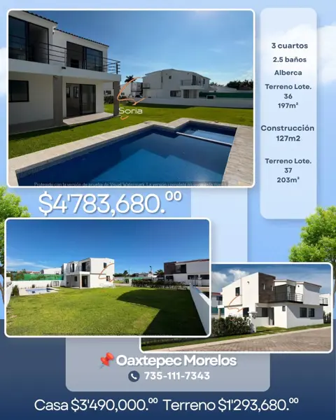 CASA NUEVA EN OAXTEPEC MORELOS 

EXCELENTE UBICACION A SOLO 3 MINUTOS DEL CENTRO DE OAXTEPEC MOR.