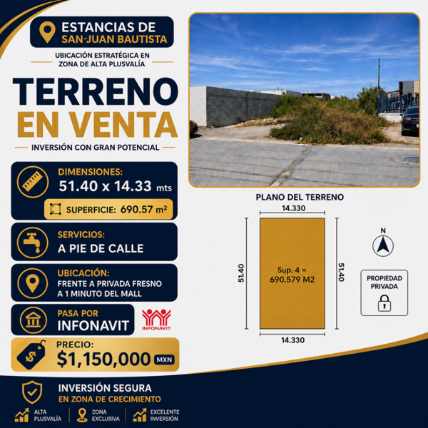 TERRENO EN VENTA EN ESTANCIAS DE SAN JUAN BAUTISTA