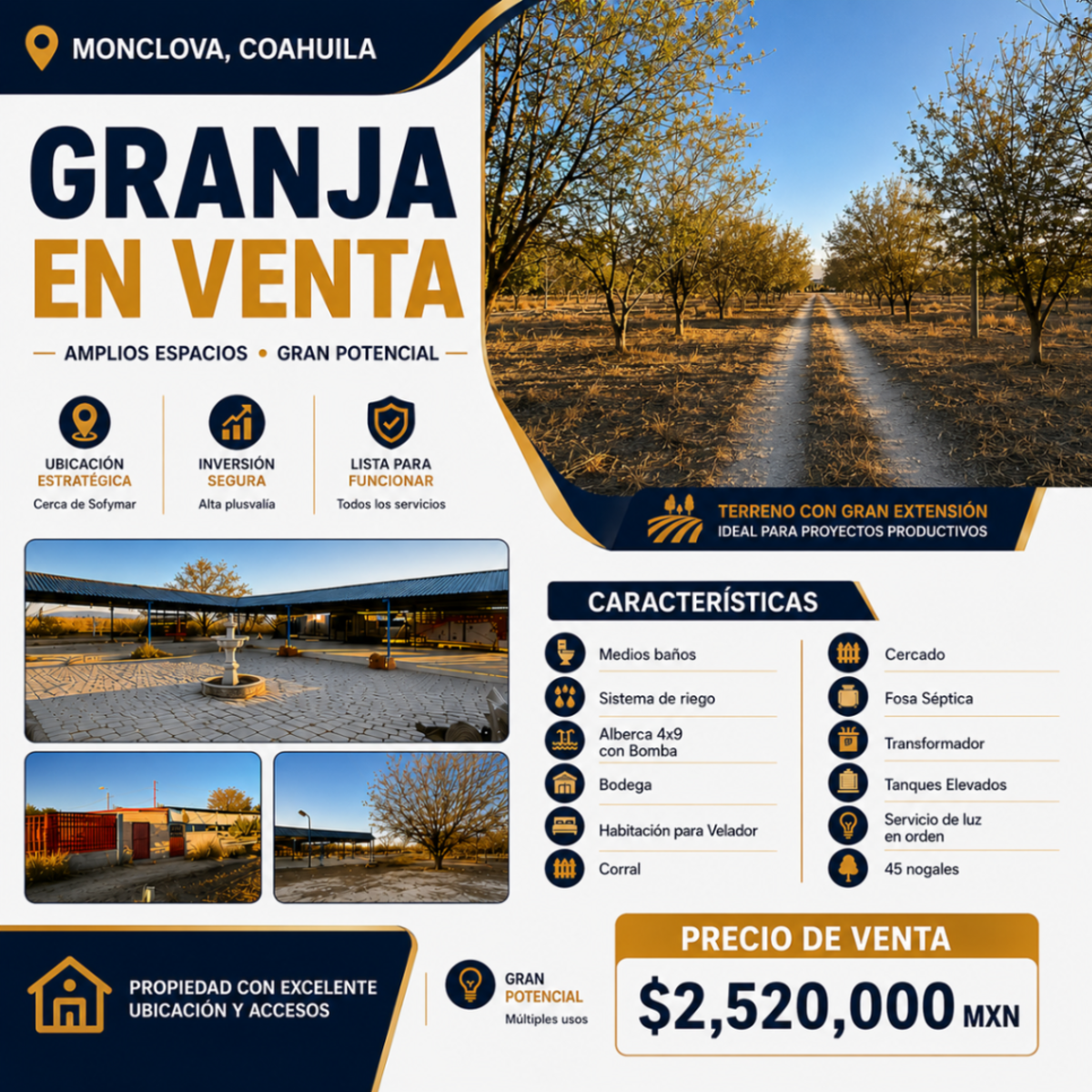 Finca-Rancho en venta en Estancias de Santa Ana, Monclova — foto 1 de 5