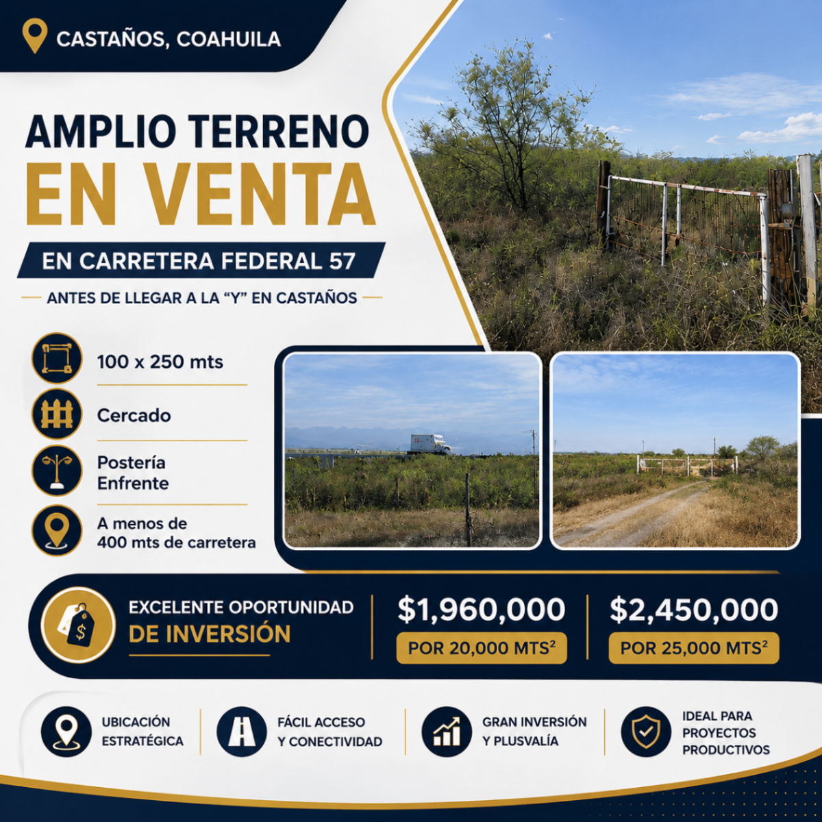 Terreno en venta en Espinazo, Castaños — foto 1 de 6