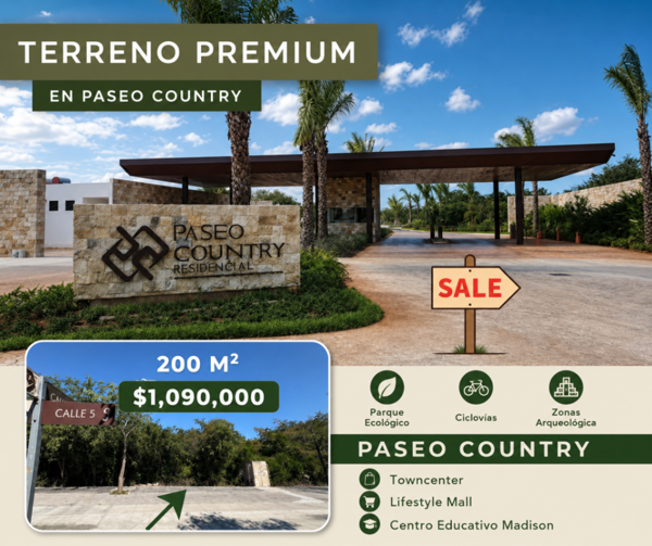 Terreno en Venta en Mérida Yucatán, Privada Paseo Country