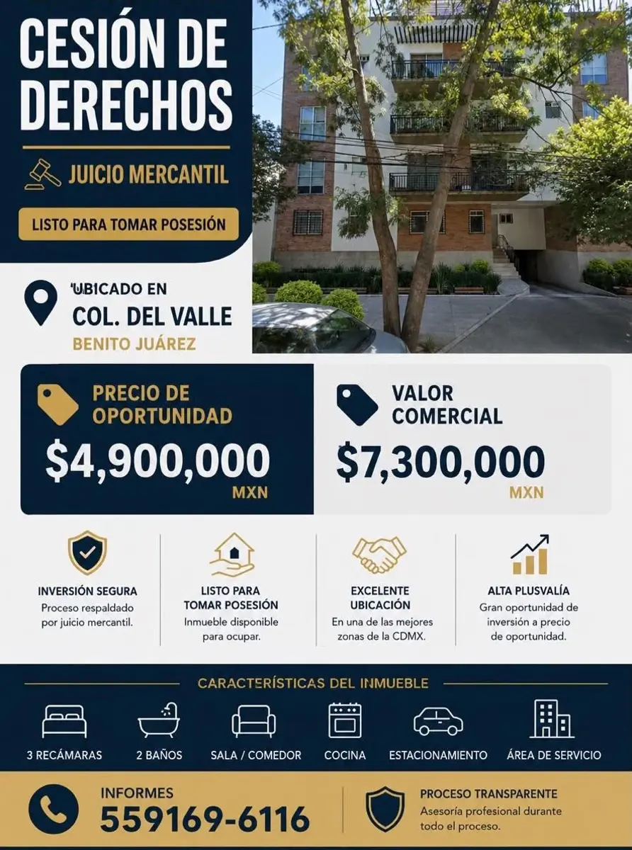 Departamento en venta en Del Valle Norte, Benito Juárez