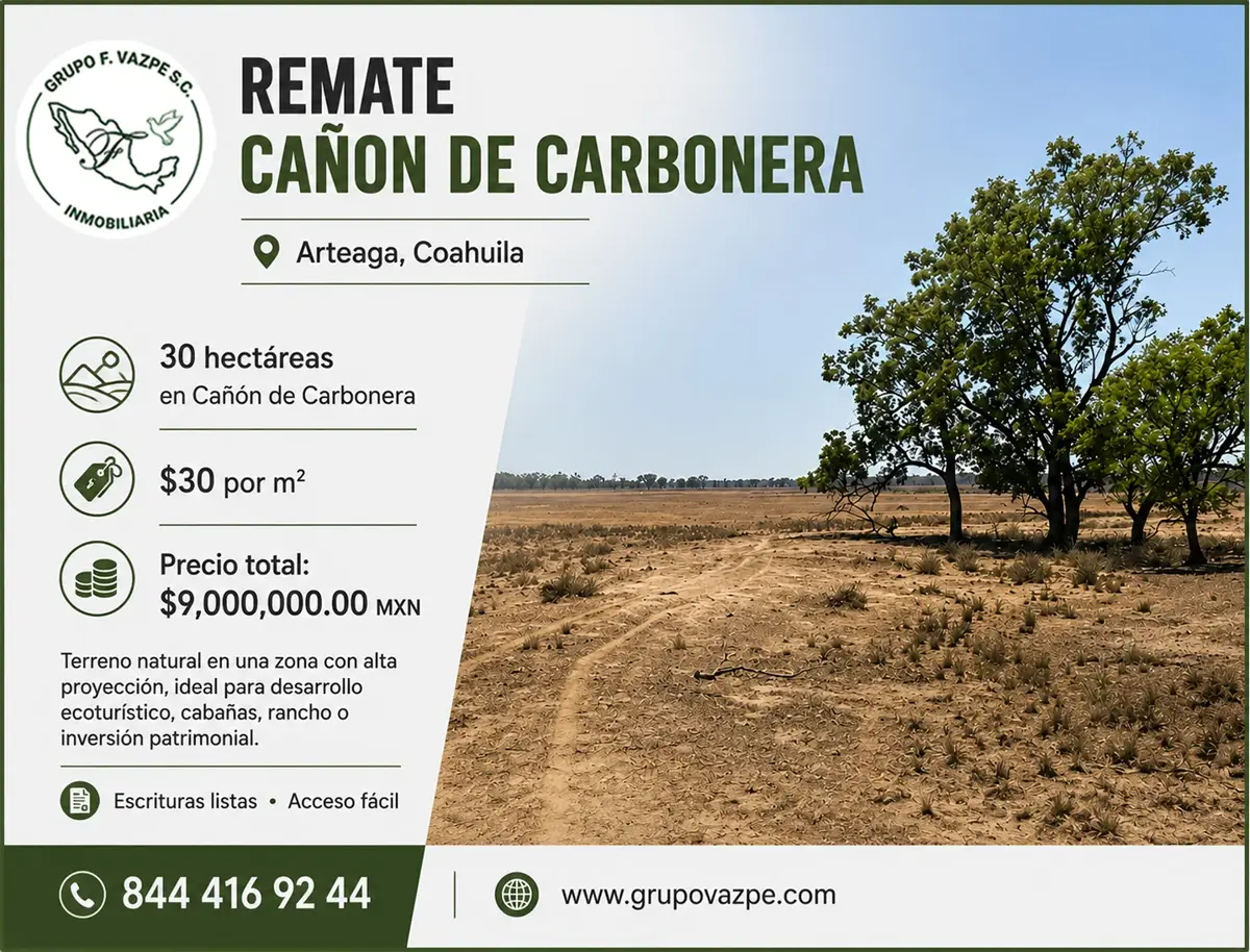 Terreno en venta en Puerto Carbonera, Arteaga