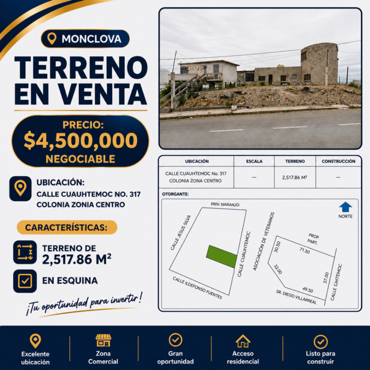 Terreno en venta en Monclova Centro, Monclova — foto 1 de 4