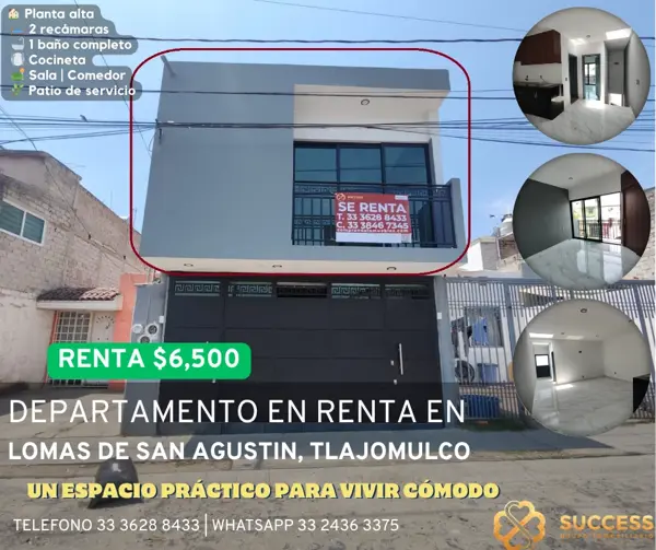 Departamento en Renta en Planta Alta – Lomas de San Agustín