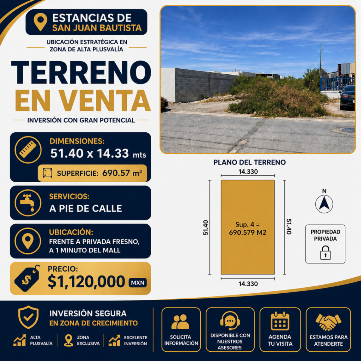 Terreno en venta en Estancias de San Juan Bautista, Monclova — foto 1 de 4