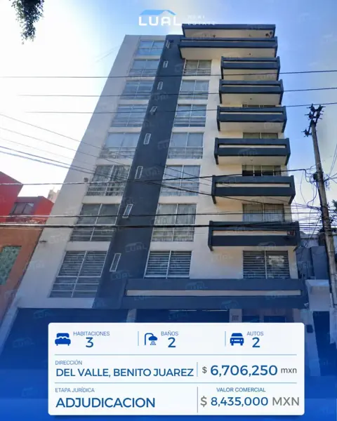 Bonito Departamento bien Ubicado en Calle Nicolas San Juan, Col. Del Valle Centro Oportunidad Unica!