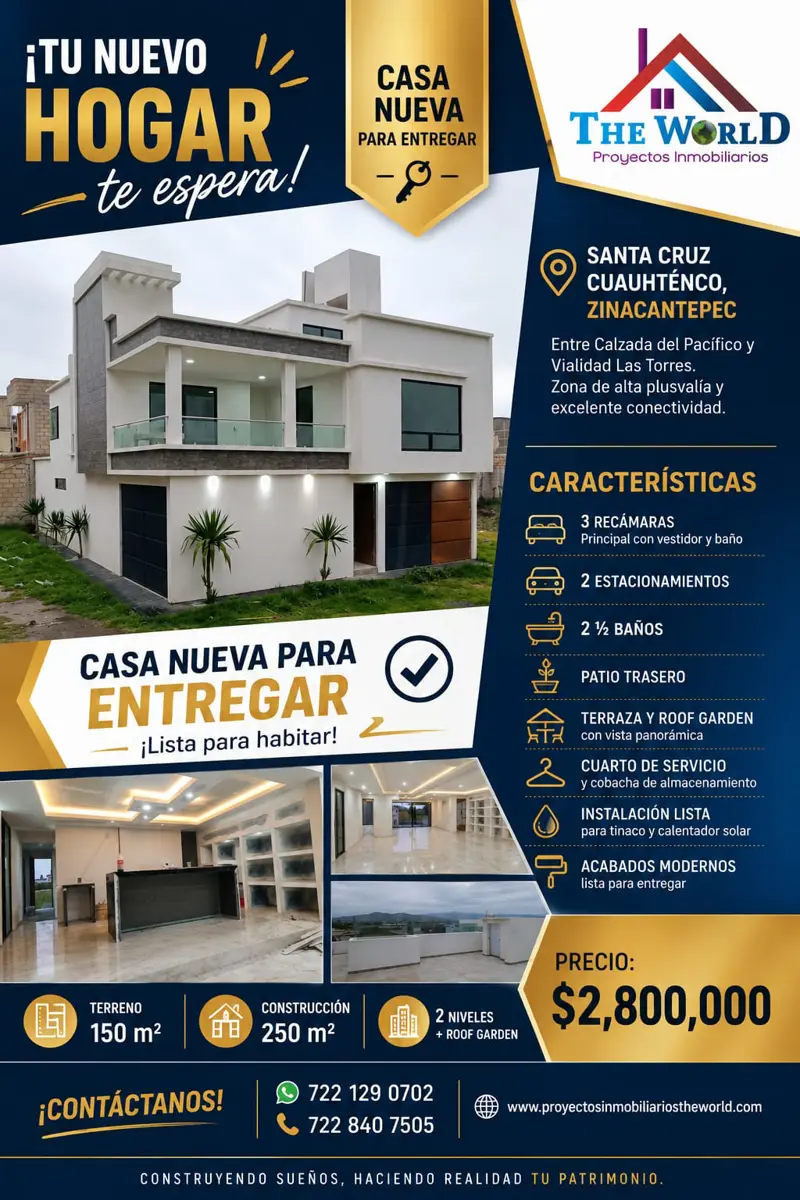 Casa en venta en Santa Cruz Cuauhtenco, Zinacantepec