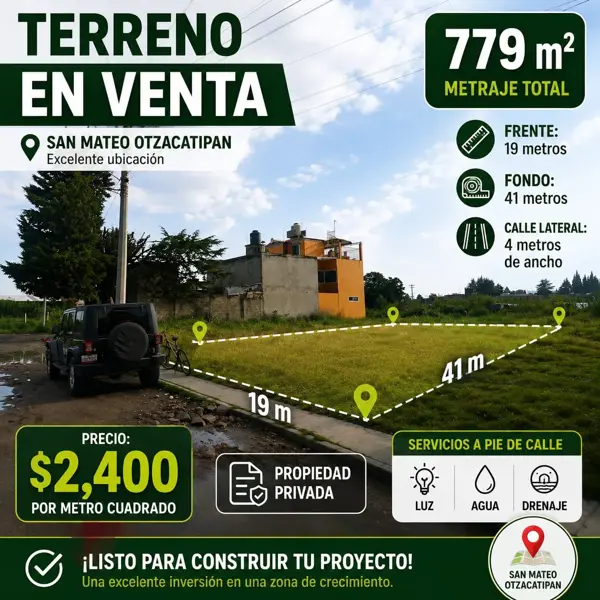 Terreno en venta en San Mateo Otzacatipan, Toluca — foto 2 de 2